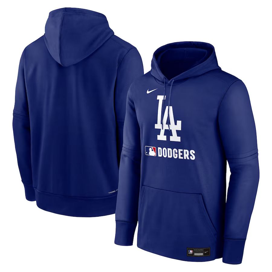 Men 2025 MLB Los Angeles Dodgers Blue Nike hoodie style 1